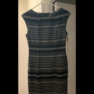 Calvin Klein dress with black & gray stripes.